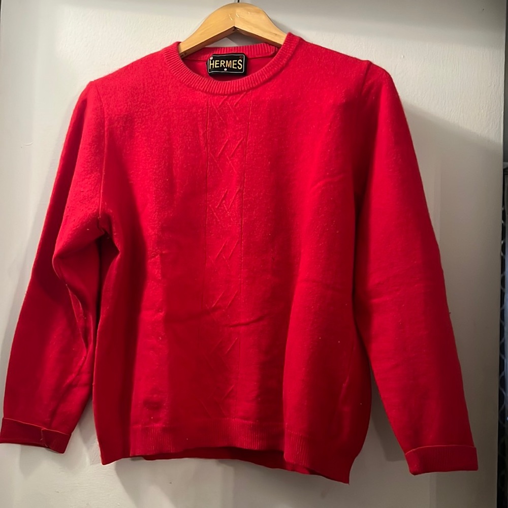 HERMES Red Vintage Angora Sweater Lg.